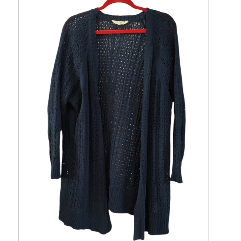 Terra & Sky Dark Blue Open Knit Cardigan